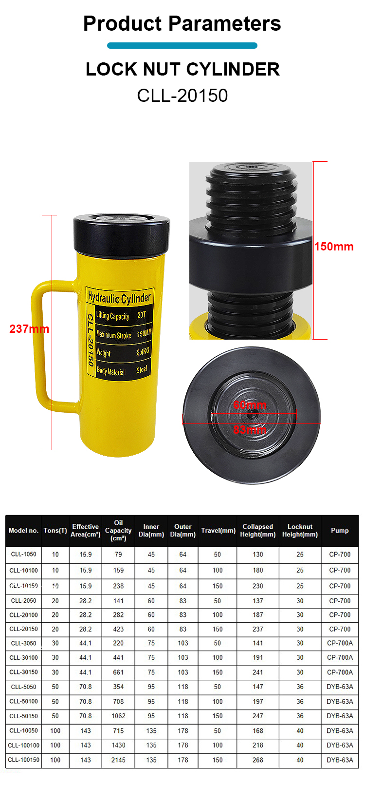cll 20150 700 bar single acting 20ton lock nut cylinders-1