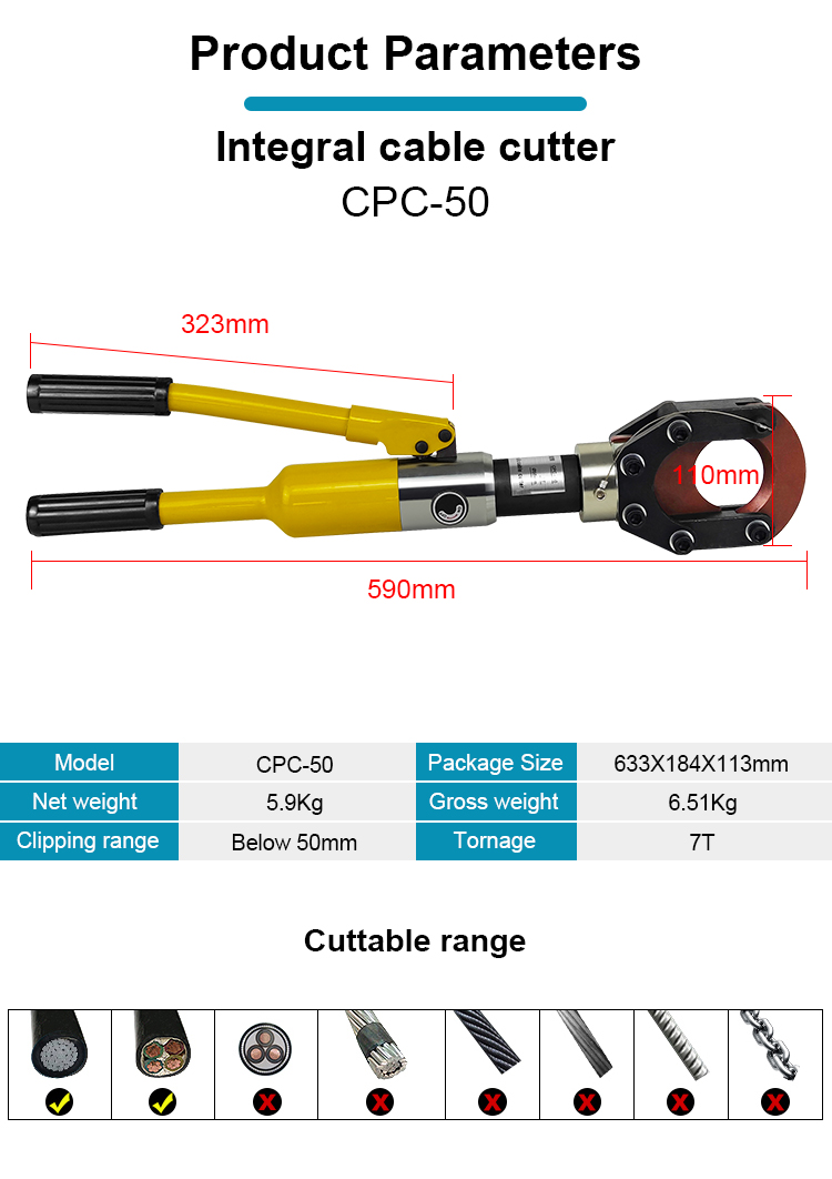 cpc 50 hydraulic cable cutter for cu al armored cable up to 50mm-1