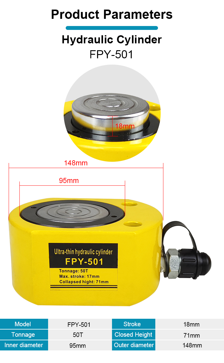 fpy 501 50 ton micro hydraulic cylinder mini stroke thin type hydraulic jack-1
