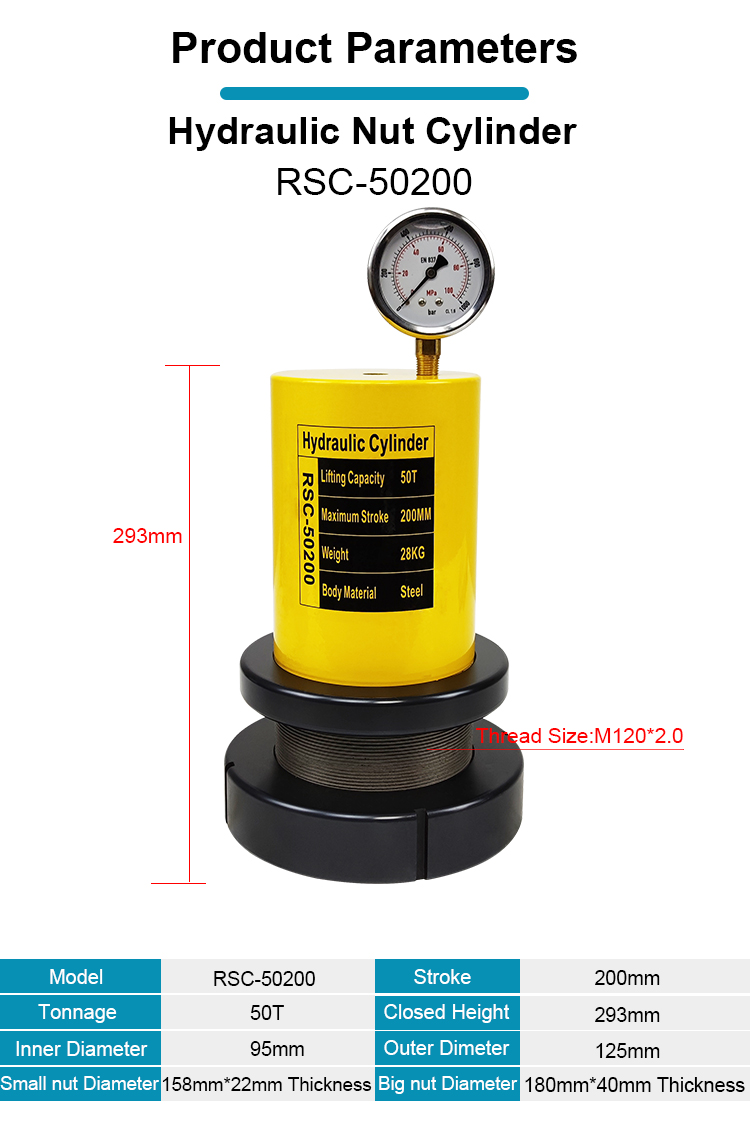 rsc 50200 50ton 200mm stroke lock nut hydraulic jack cylinder-1