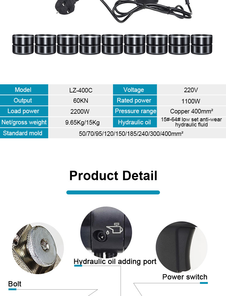 lz 400c hydraulic cable hoisting lug crimp voltage tool for aluminum copper-2