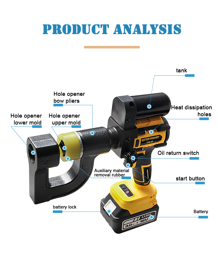 cm 32 rechargeable hydraulic puncher electric hydraulic punching tool-3