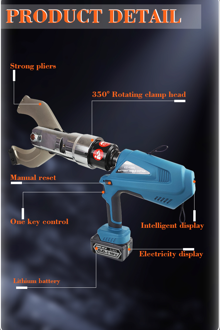 ez 120c high quality 20ton electric battery cutting tool copper cordless cable cutter292-6