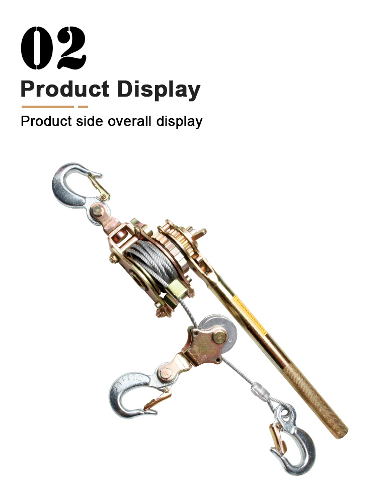 jx 10 1ton ratchet cable puller with 3 hooks-6