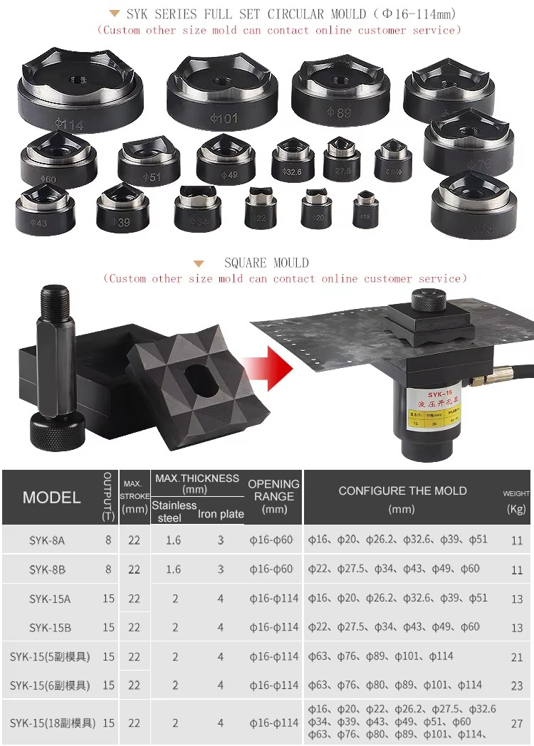 syk 8a hydraulic punch driver kits hole digger hydraulic 16mm 51mm-3