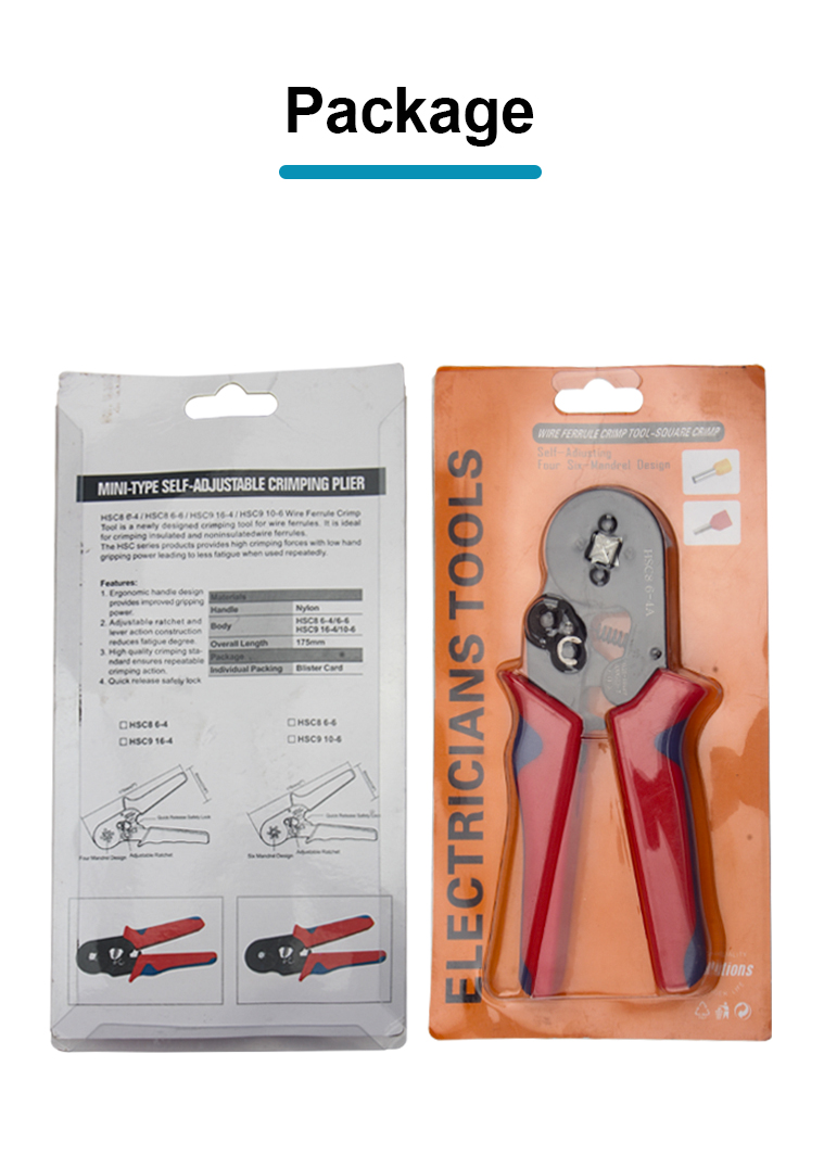 hsc8 6 6a crimping plier 23 10awg 025 6mm hexagonal ratcheting ferrule crimping tool crimper for wire terminal-12