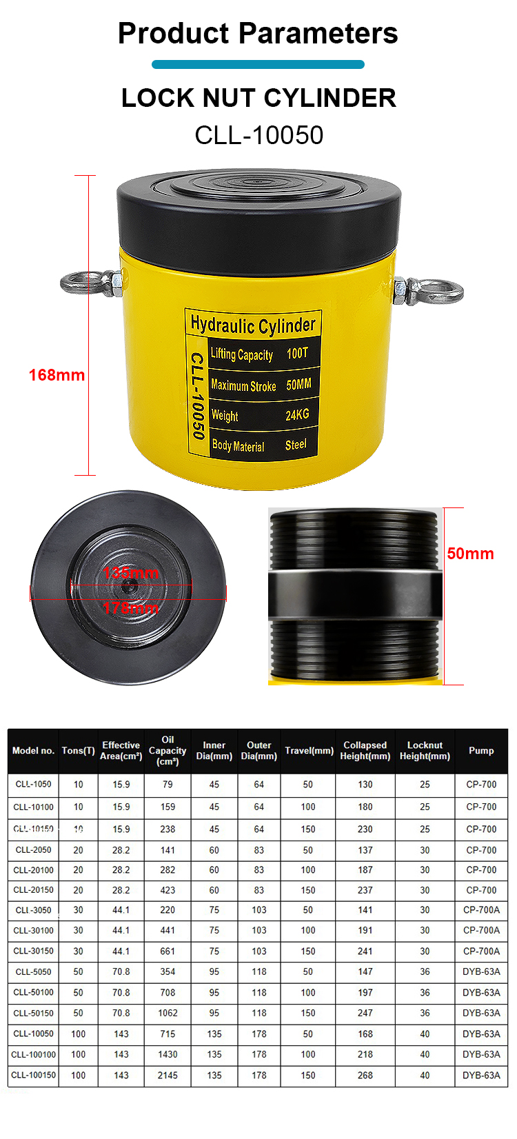 cll 10050 100ton lock nut hydraulic jack cylinder-1