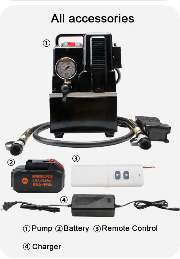 qq 700b portable single action hydraulic pump dc 220v battery power pack-7