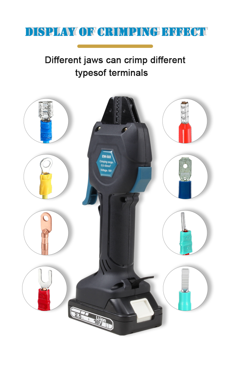 ew 50x battery crimping tool electric cold crimping tool terminal small function clamp-3