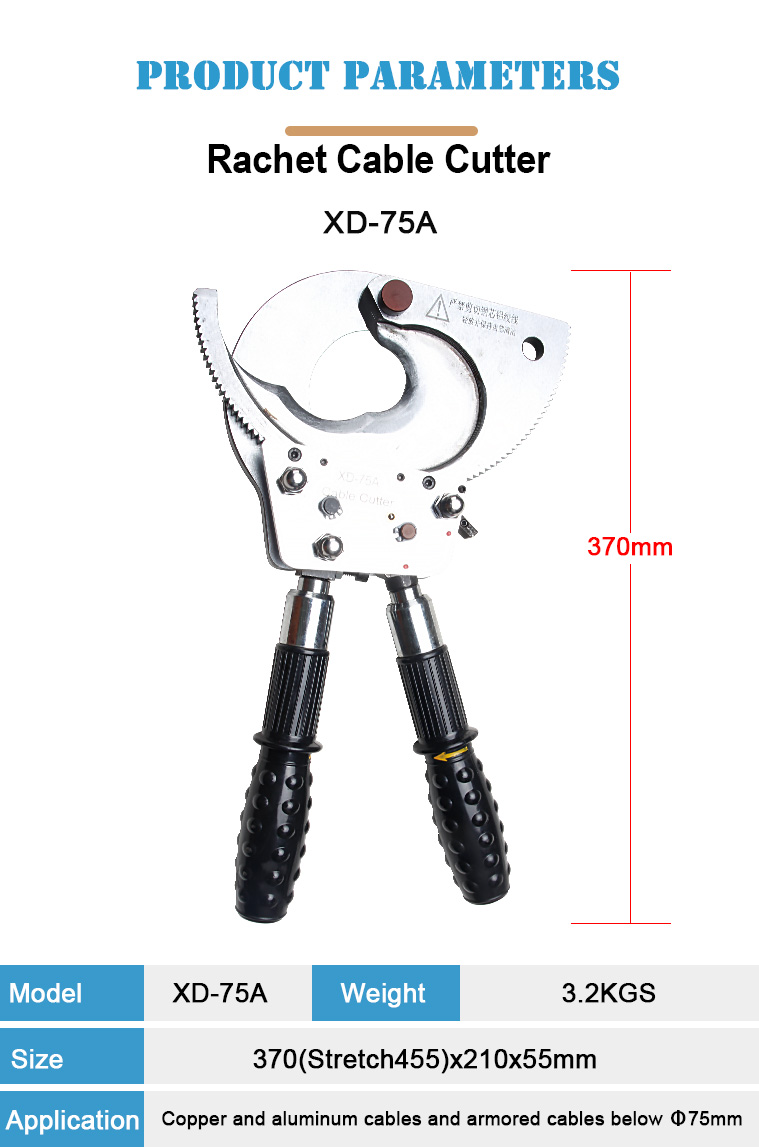 xd 75a hydraulic cable cutter mechanical cable scissors ratchet with steel construction for cutting application-1