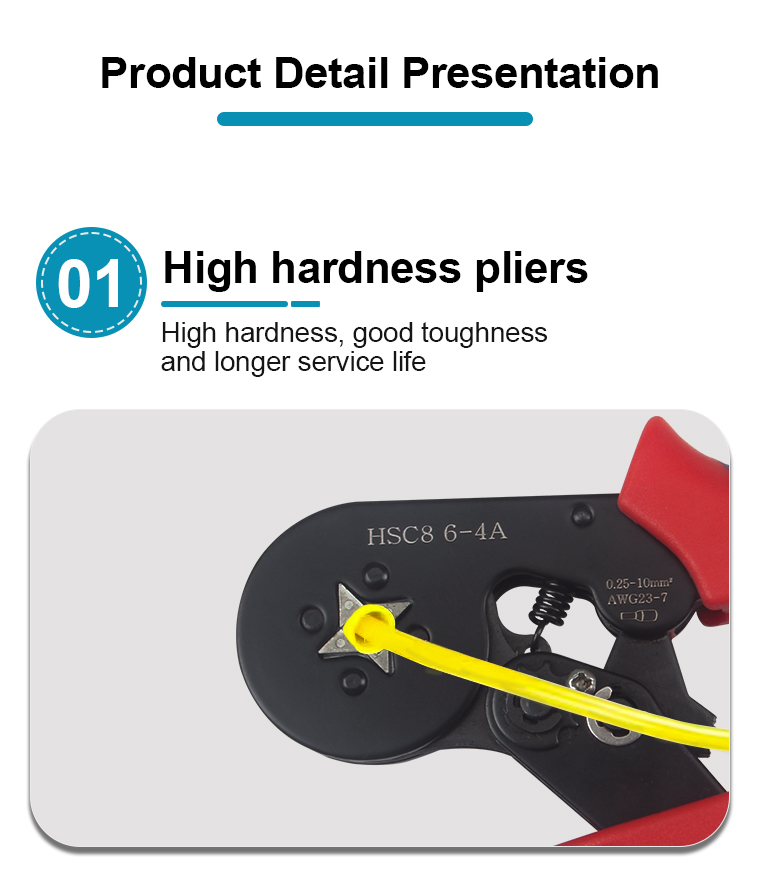 hsc8 6 4a ve tubular copper crimp insulated tool pliers electric wire cord end connectors terminals kit-7