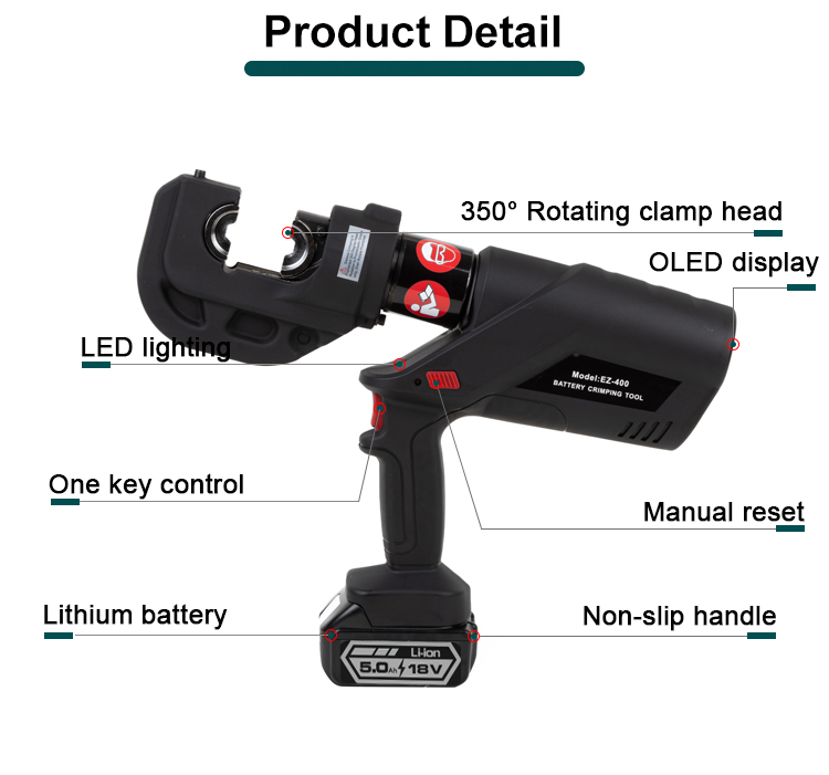ez 400 battery powered wire power hydraulic crimping tool for terminal with oled-2