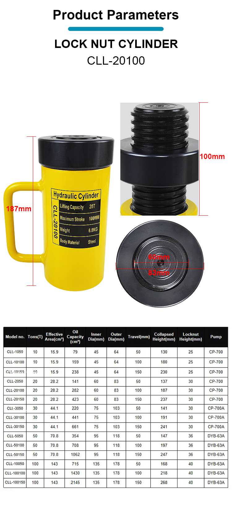 cll 20100 700 bar single acting high tonnage lock nut hydraulic cylinders-1