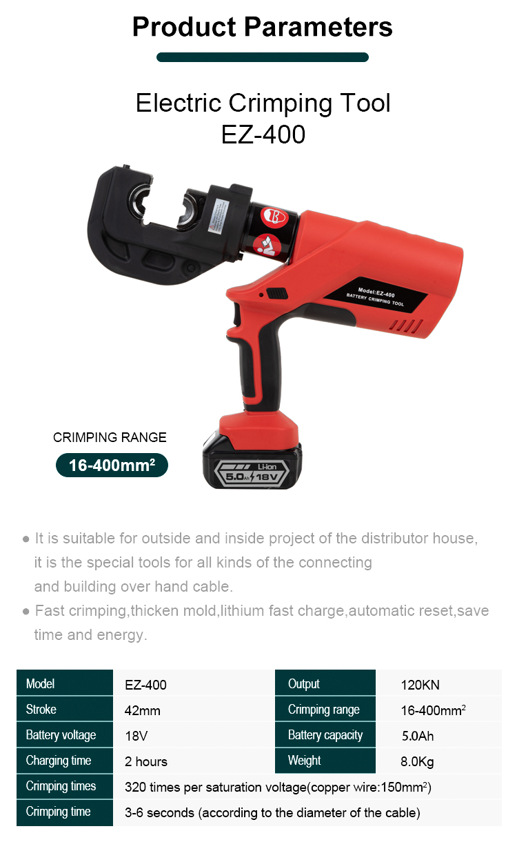 ez 400 16 400 sqmm battery powered hydraulic crimping tool crimper for cu al cable-1