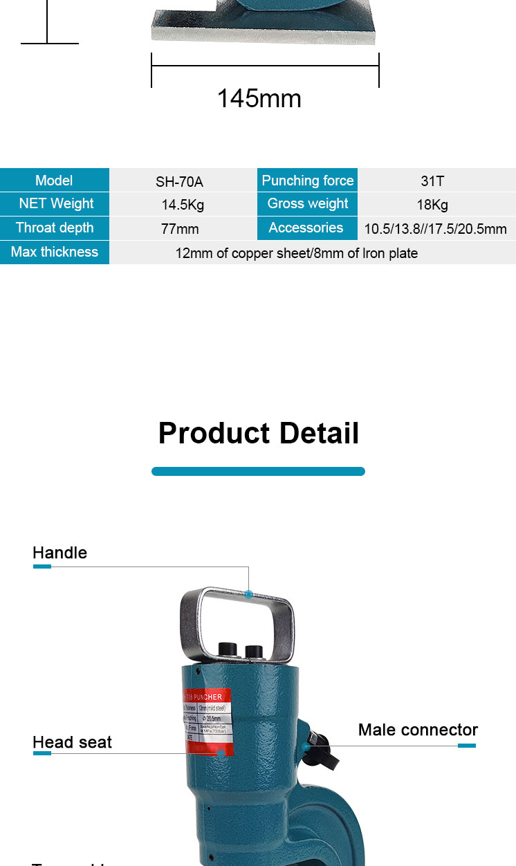 hydraulic automatic puncher split press type hole punching machine tool for metal sheet sh 70a-2