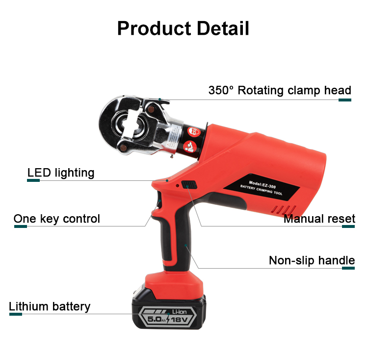 ez 300 battery cable lug crimping tools battery powered copper press tool588-3