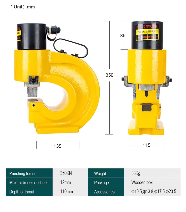 ch 70l hydraulic hole punching tool puncher iron metal copper punch driver-2