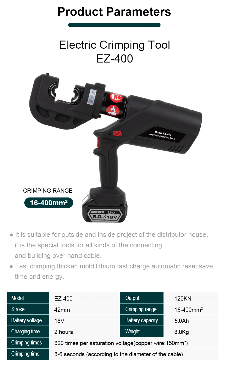 ez 400 battery powered wire power hydraulic crimping tool for terminal with oled-1