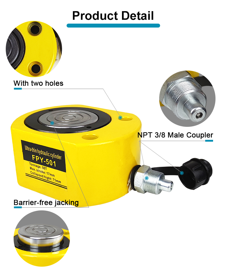 fpy 501 50 ton micro hydraulic cylinder mini stroke thin type hydraulic jack-2