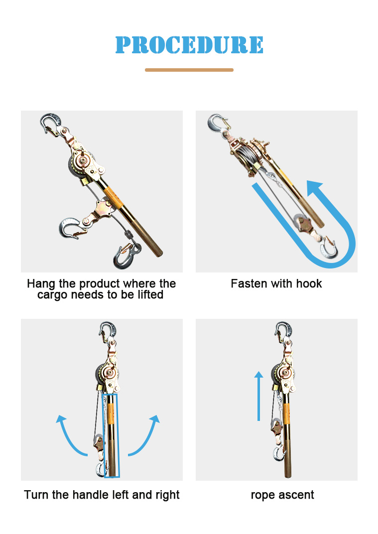 jx 30 3ton ratchet cable puller with 3 hooks-3
