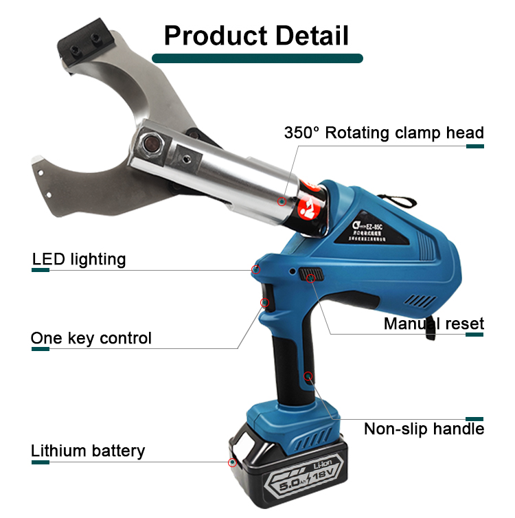 ez 85c heavy duty 85mm electric wireless cable tool battery cutting machine-5