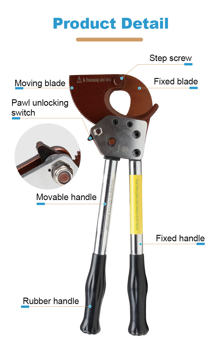 j40 power construction machines and tools hand ratchet cable cutter for copperaluminum cable544-4