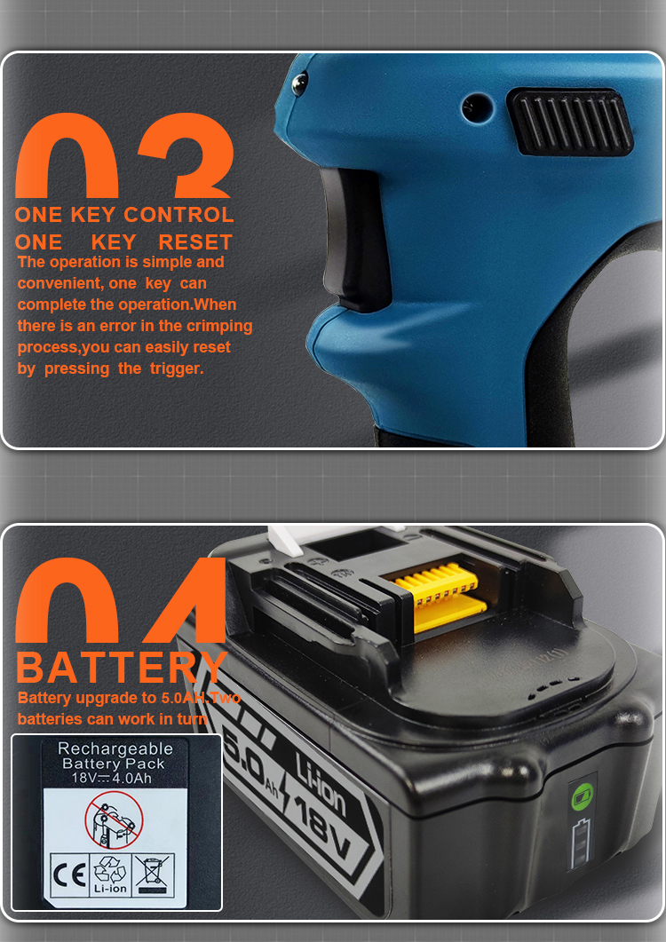 65c cutting crimping 2 in 1 battery electric powered hydraulic tool 65mm cable cutter911-9