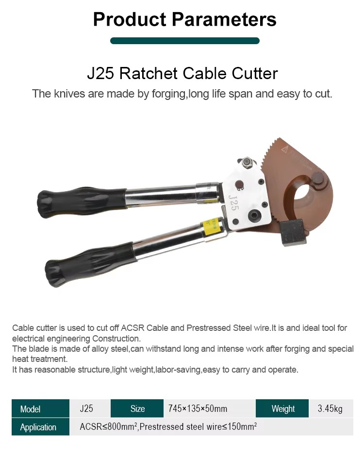 j25 ratchet cable cutter hydraulic acsr cable cutter-1
