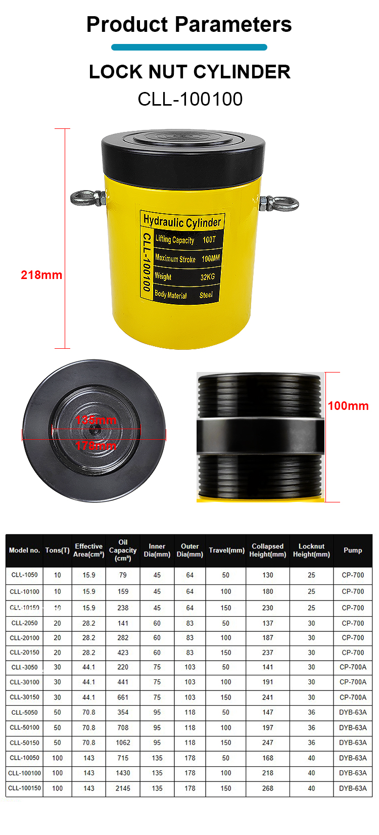 10000 psi lock nut hydraulic cylinder jack-1
