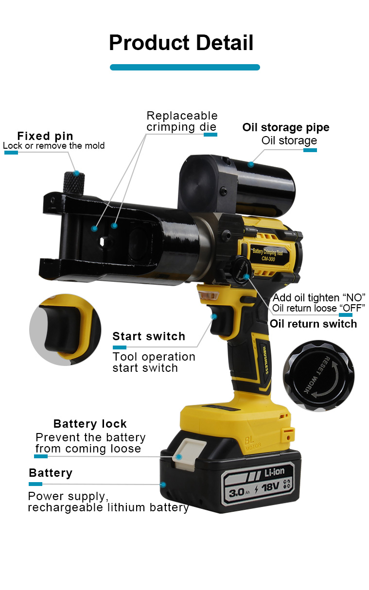cm 300 rechargeable hydraulic clamp electro hydraulic crimping tool-2