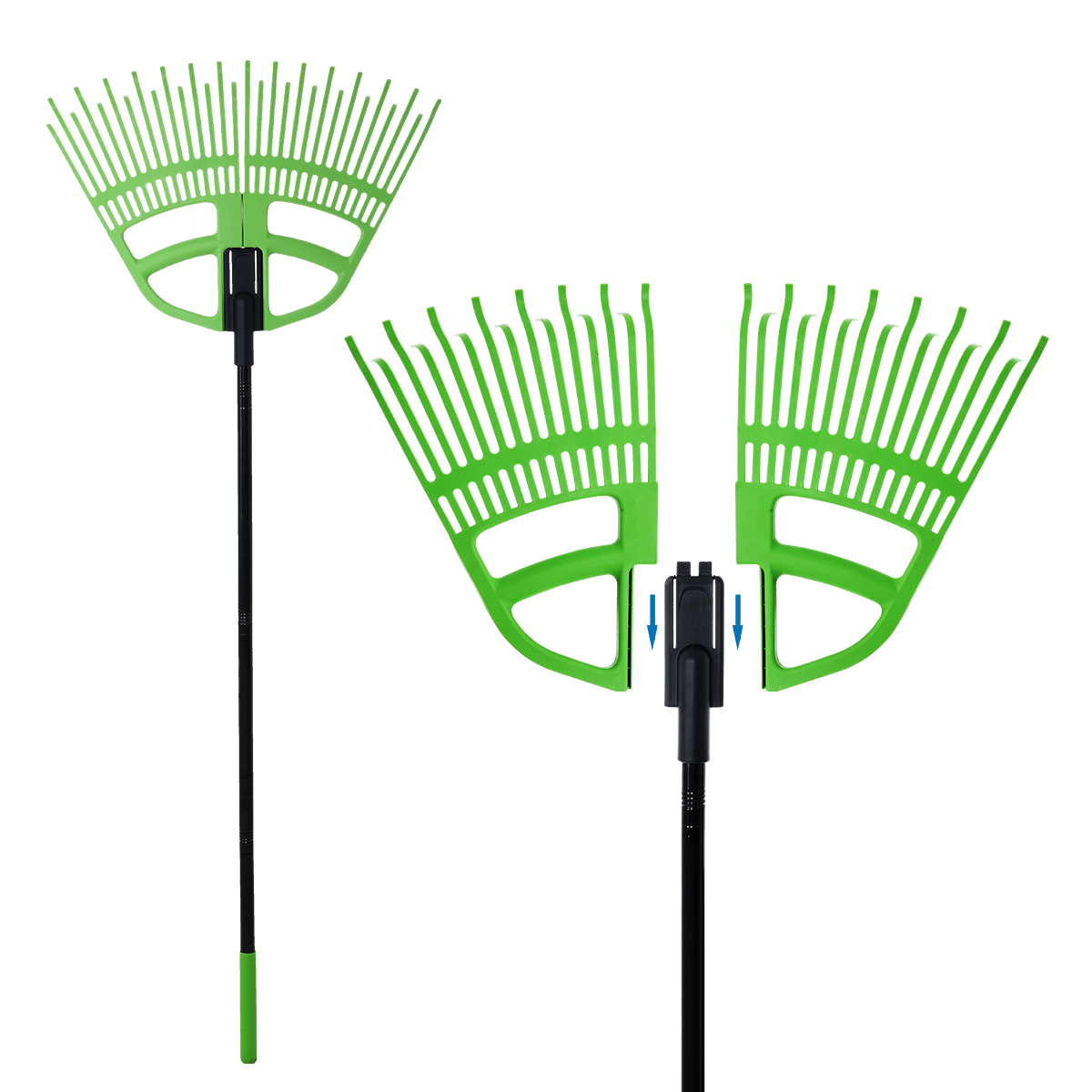 Rastrillo de plástico desmontable para jardinería