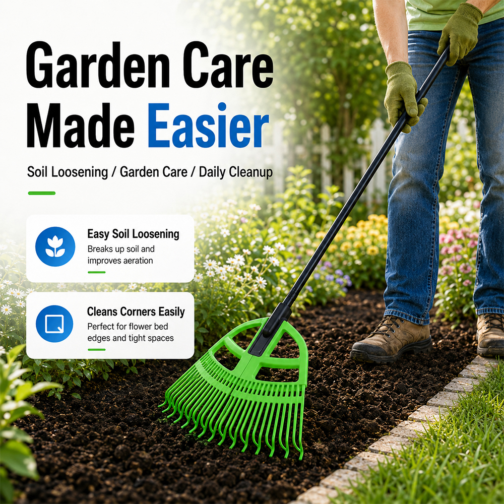 Rastrillo de plástico desmontable para jardinería