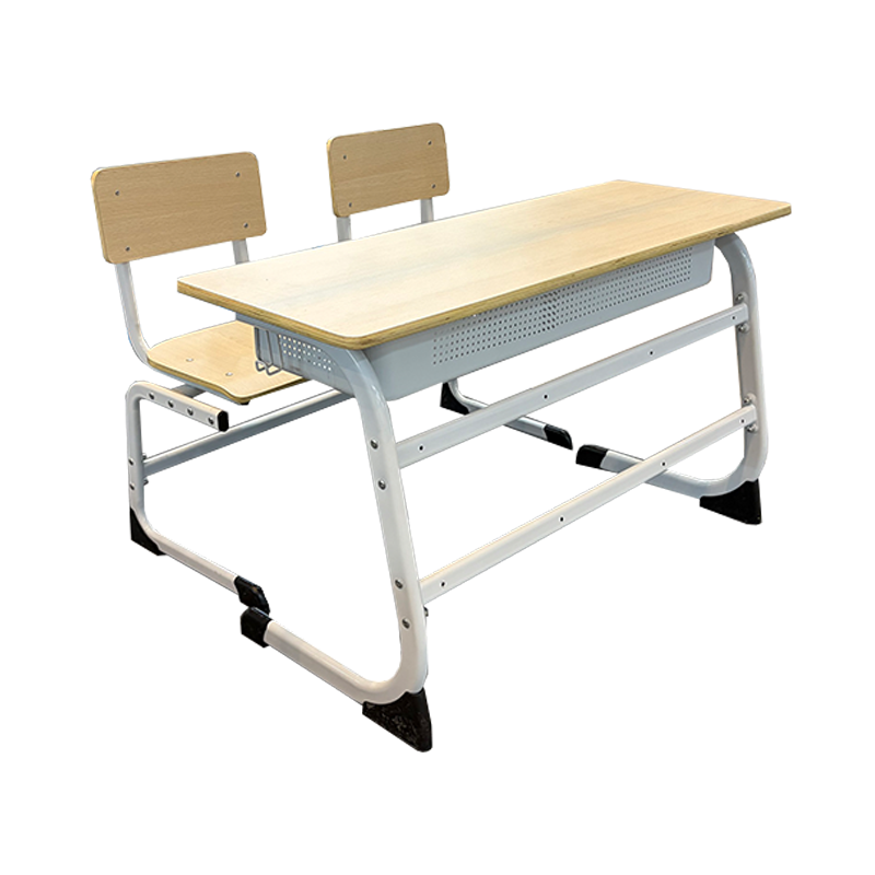 SS0185-1 Wooden Double School Furniture Student Desk and Chair Set