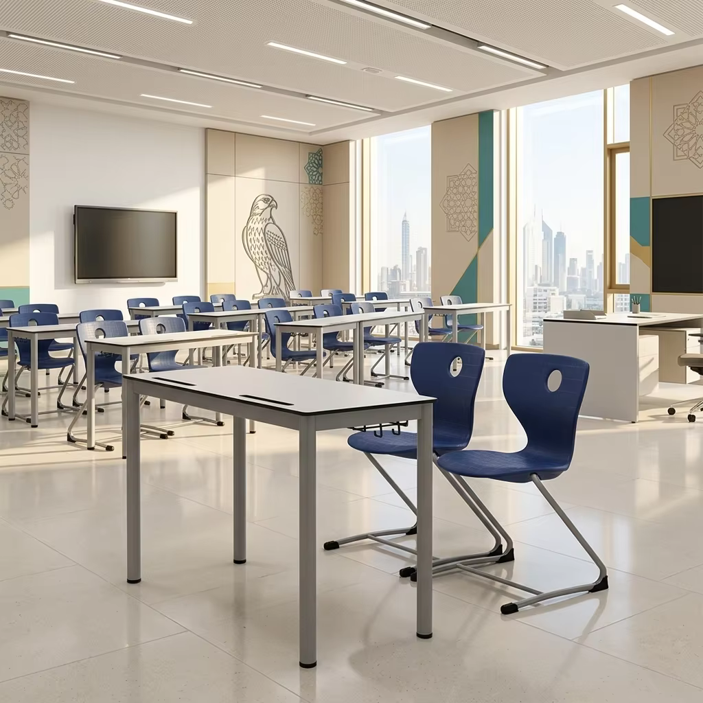 ss0319 double school desk and chair set-1