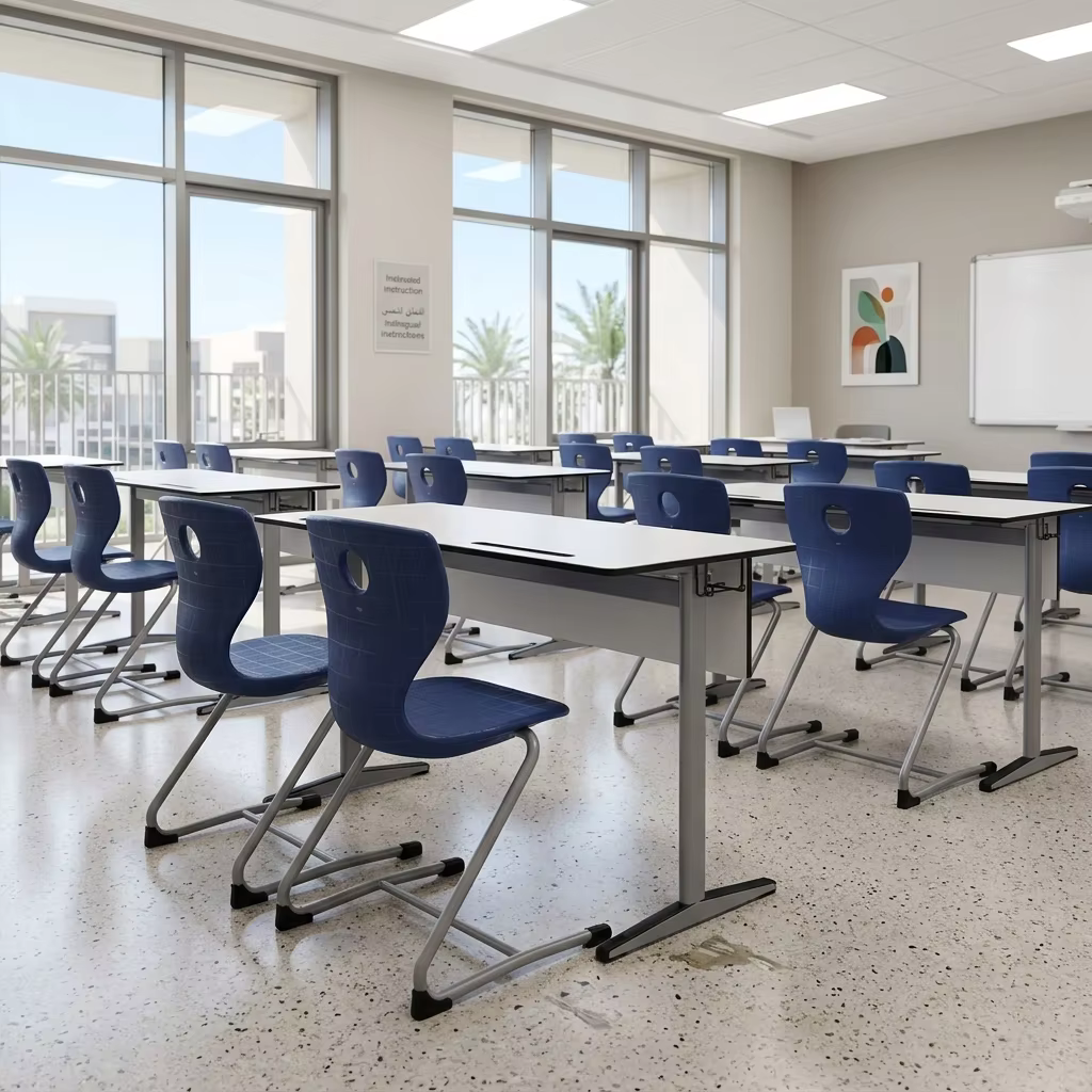 ss0301 double seat student chair and table-1