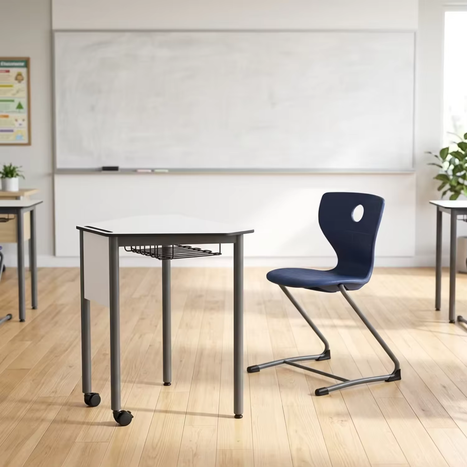 School Project University Single Student Study Desk and Chair Chair