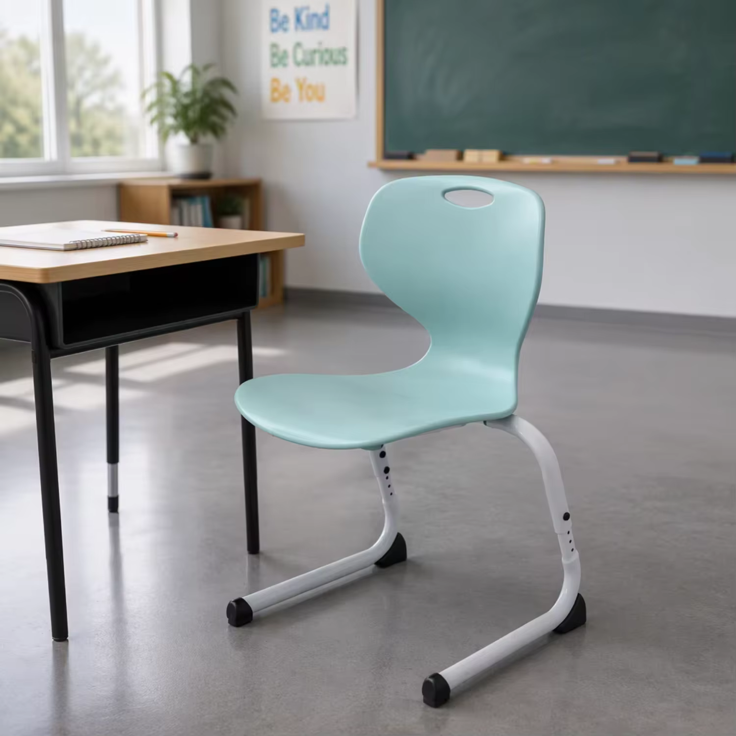 School Student Chair Ergonomic PP Plastic Classroom Chair Metal Legs for University