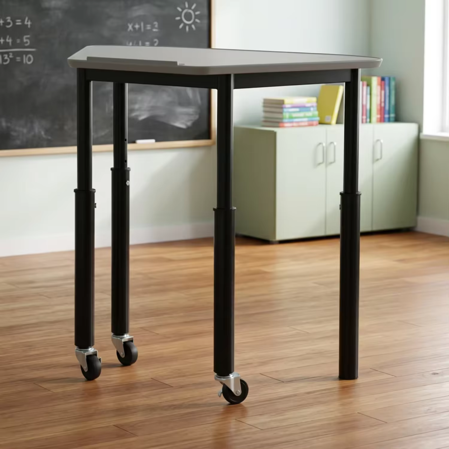 Height Adjustable School Table Wheeled Powder Coated School Desk School Furniture Student Table With Wheels