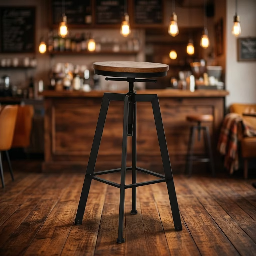 Height Adjustable Bar Chair Stools and Table Furniture Wooden High bar Chair for Cafe Restaurant Dining