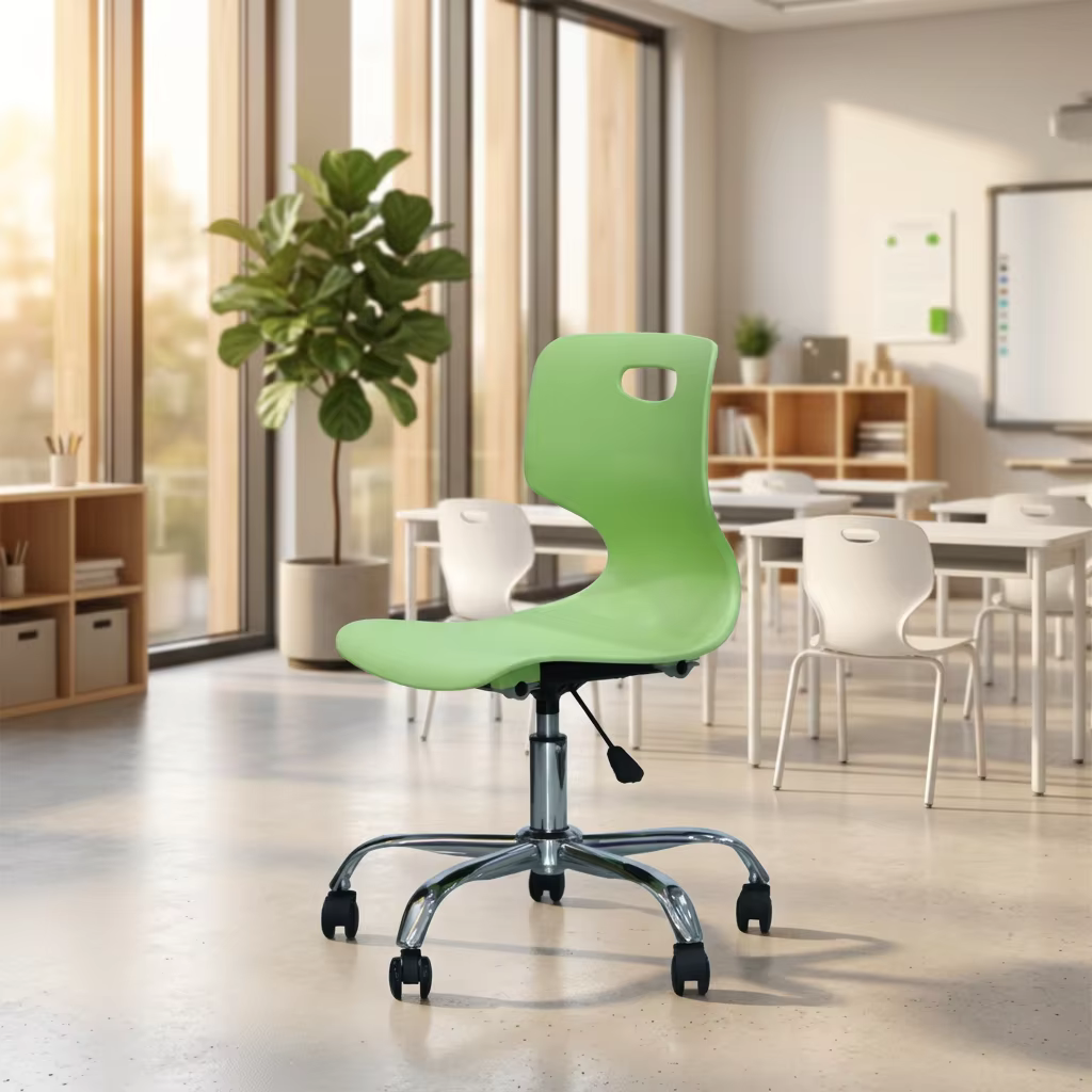 Plastic Seat Mobile Chair Computer Room Ergonomic Teacher Chair Height Adjustable Chair with 5 Wheels