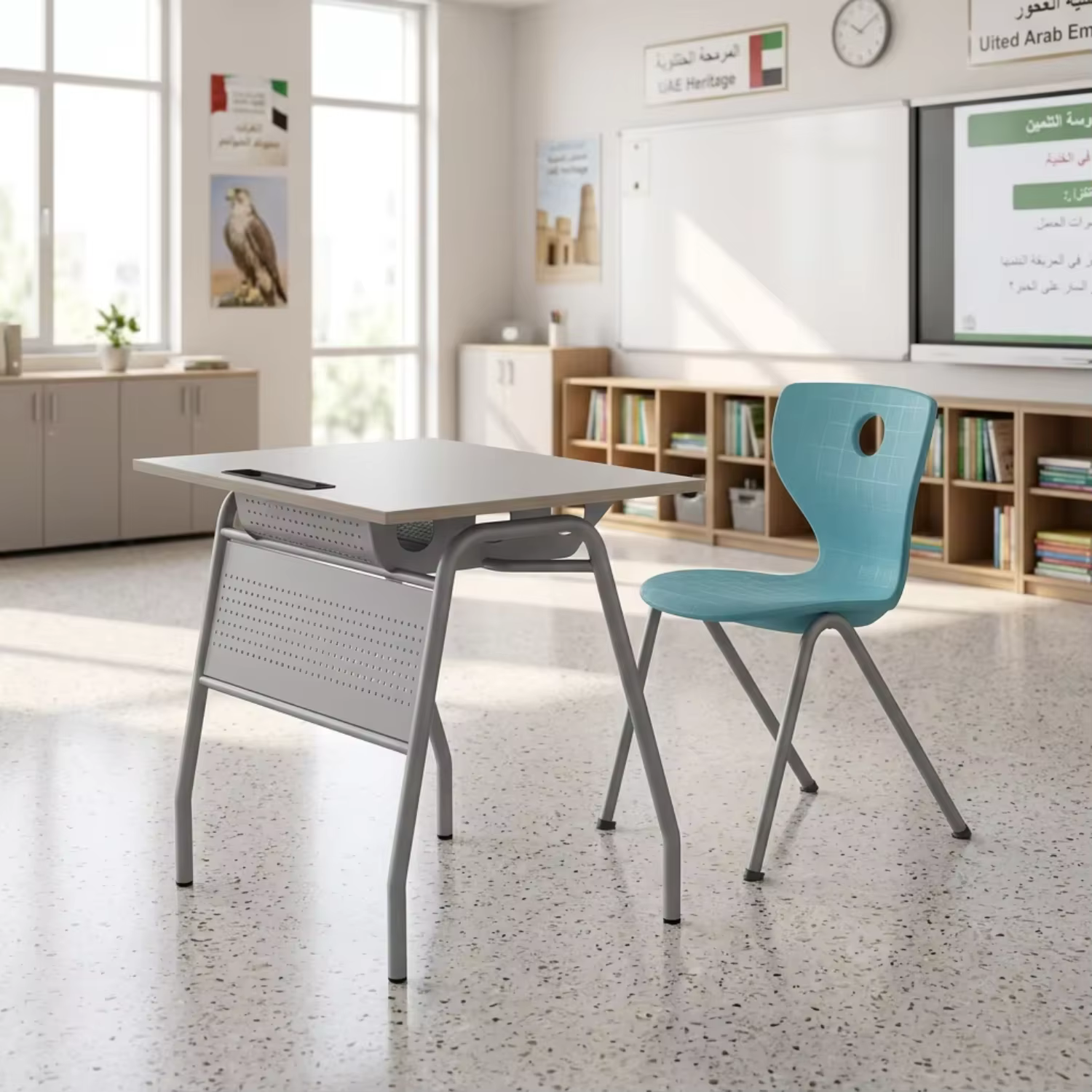 United Arab Emirates Nursery School Furniture Supplier Chair Desk Laminated School Desk and Chair