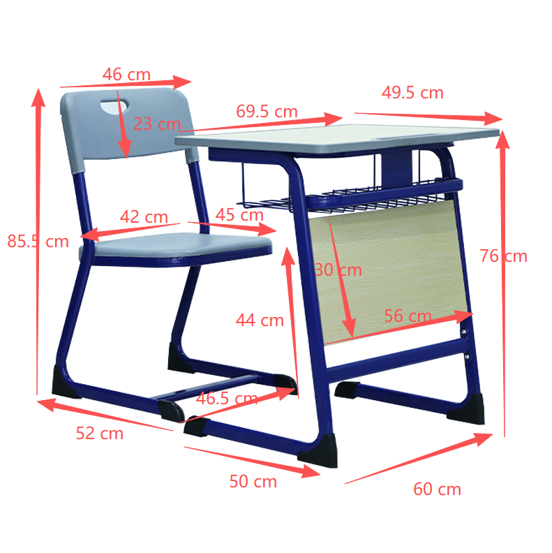 SS0001-6 Student Desk and Chair Set With Front Panel