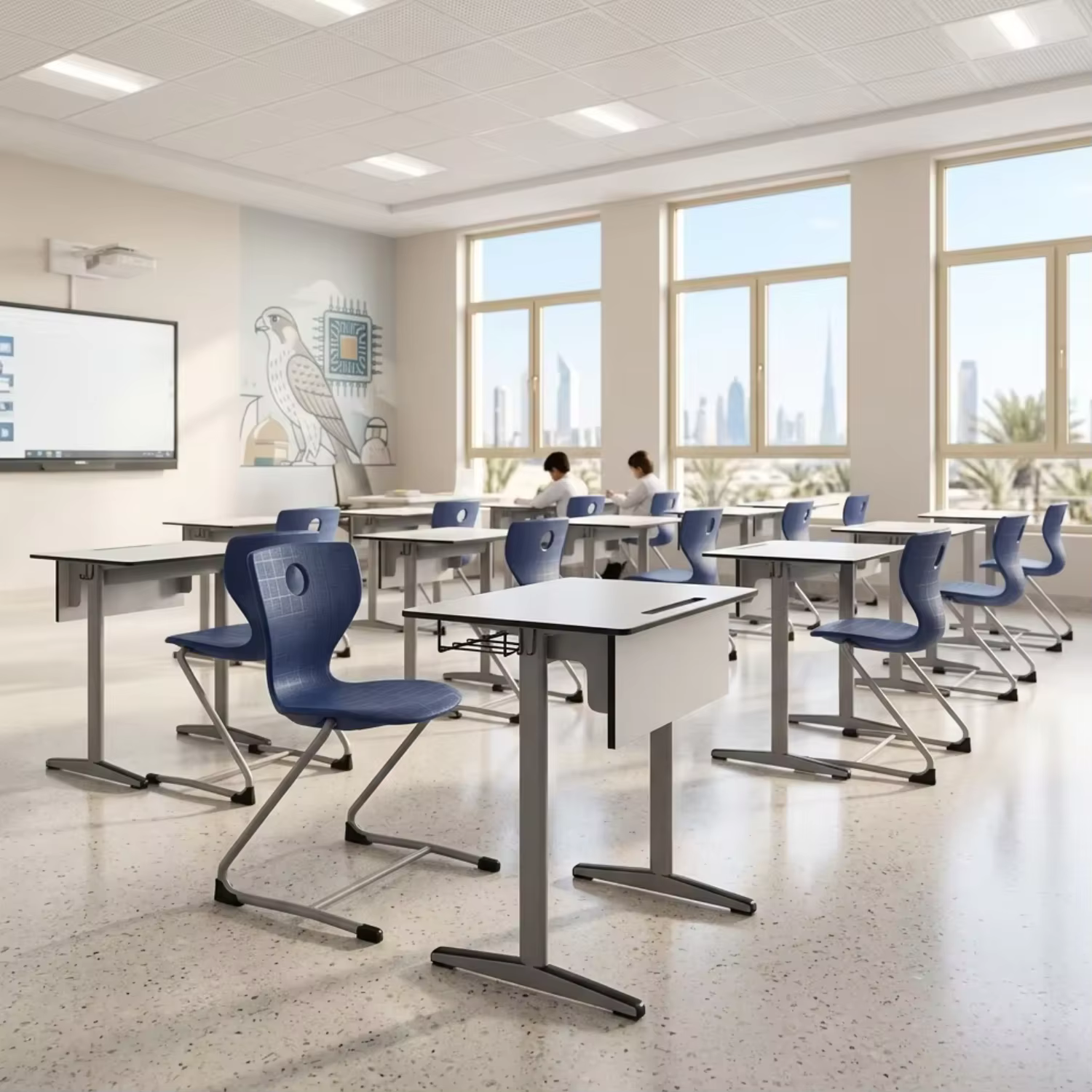 United Arab Emirates Nursery School Furniture Supplier Chair Desk Laminated School Desk and Chair