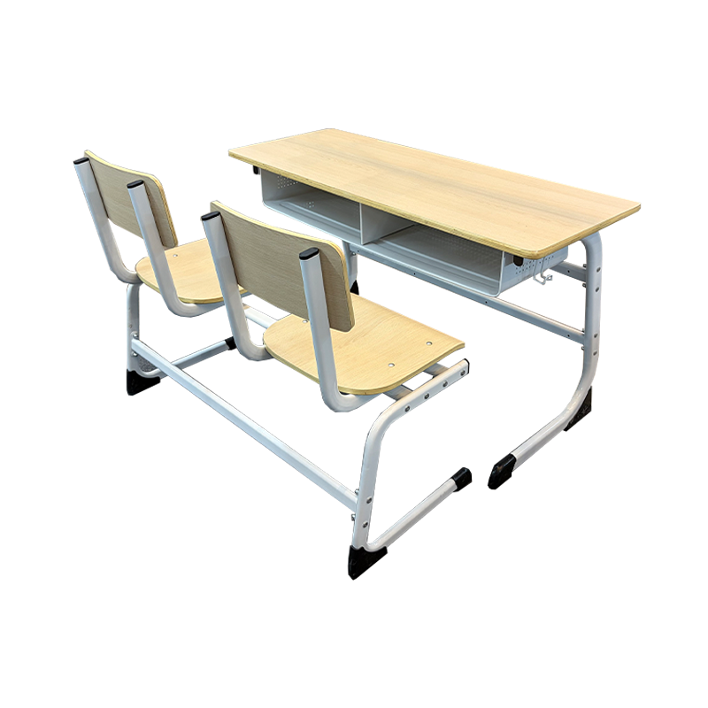 SS0185-1 Wooden Double School Furniture Student Desk and Chair Set