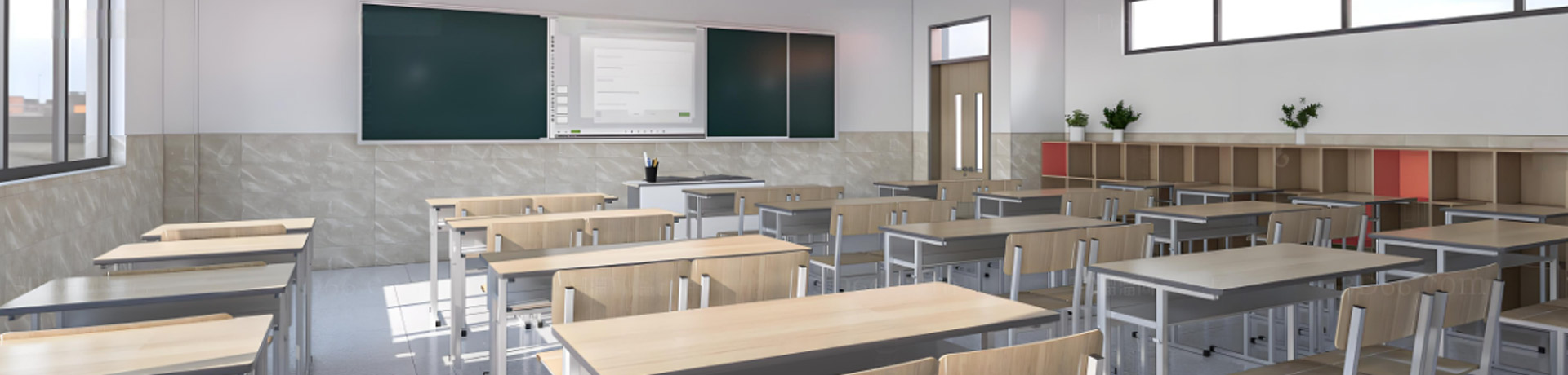 double classroom desk and chair-0