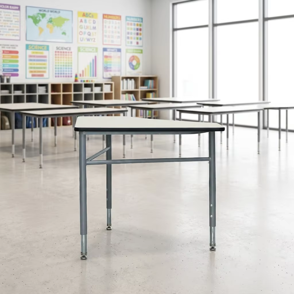 at0115 trapezoid shape wooden classroom table-1