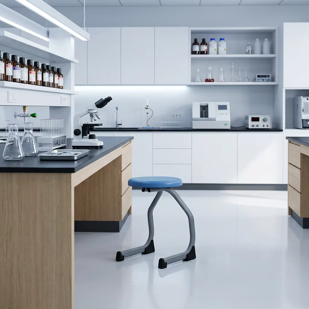 Lab Chair Furniture Student U Shape Iron Metal Legged PP Stool for School Chemical and Physical Lab Room