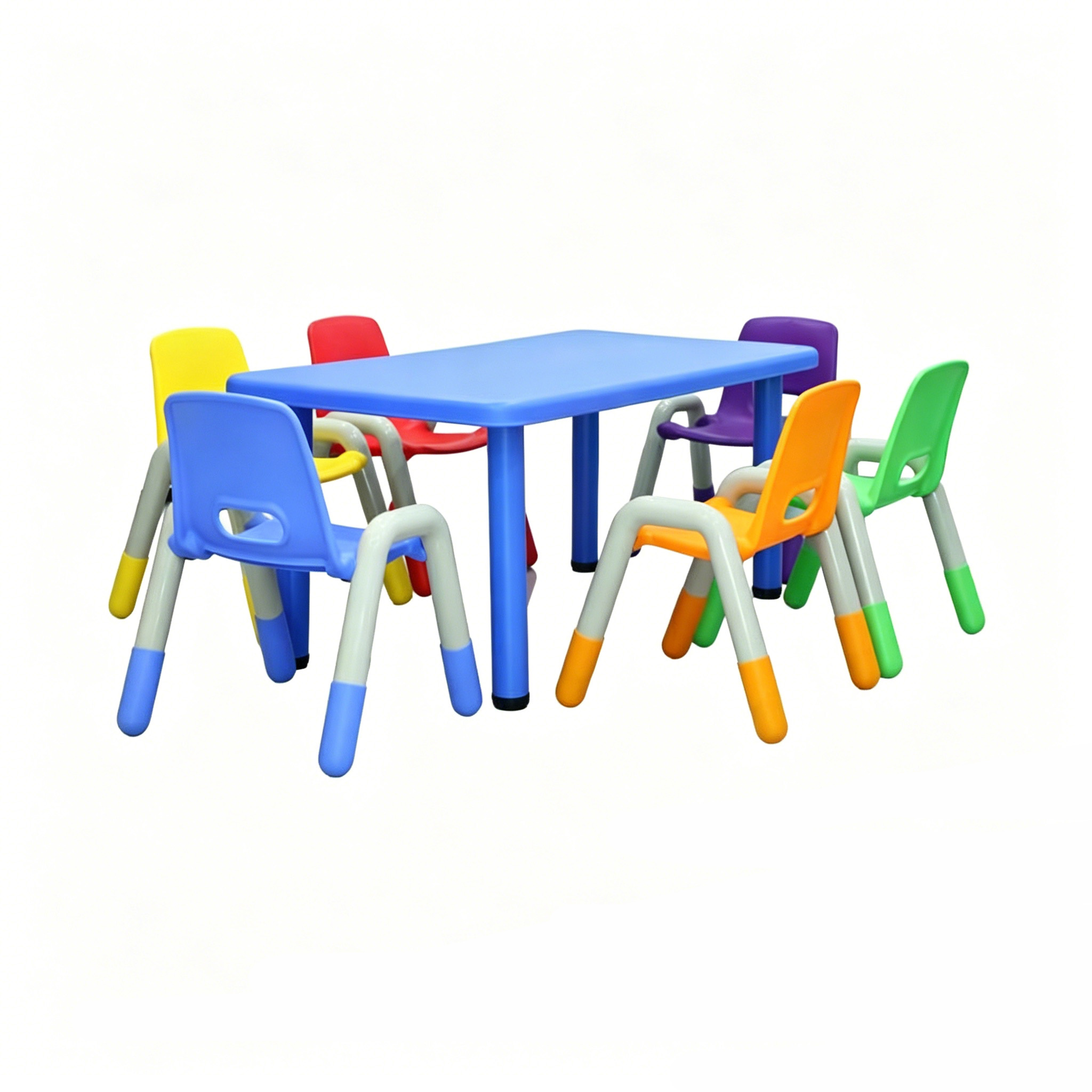 KG2005-1 Пластиковий учнівський стіл для дітей із 6 стільцями