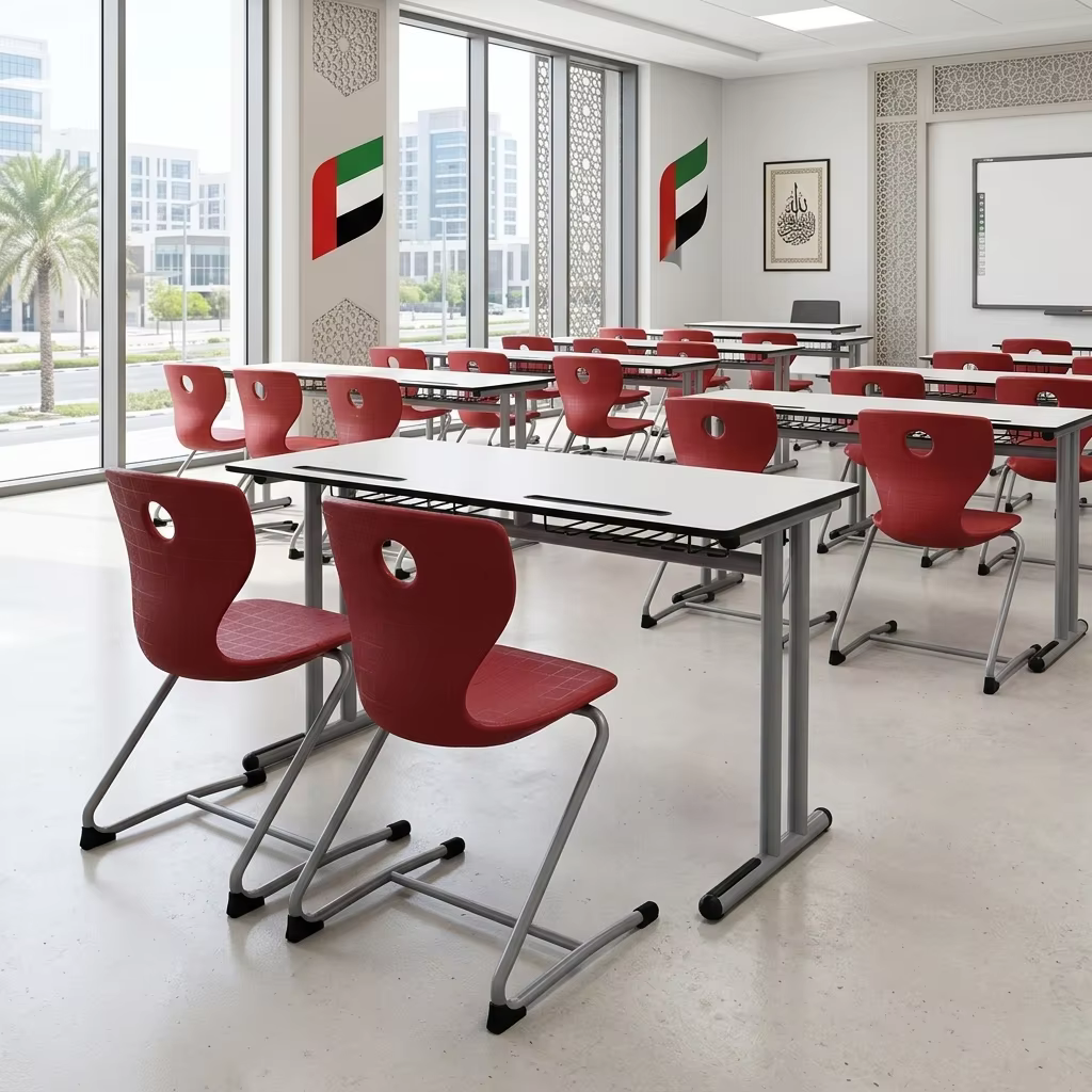 ss0304 classroom double student table with two chairs-1