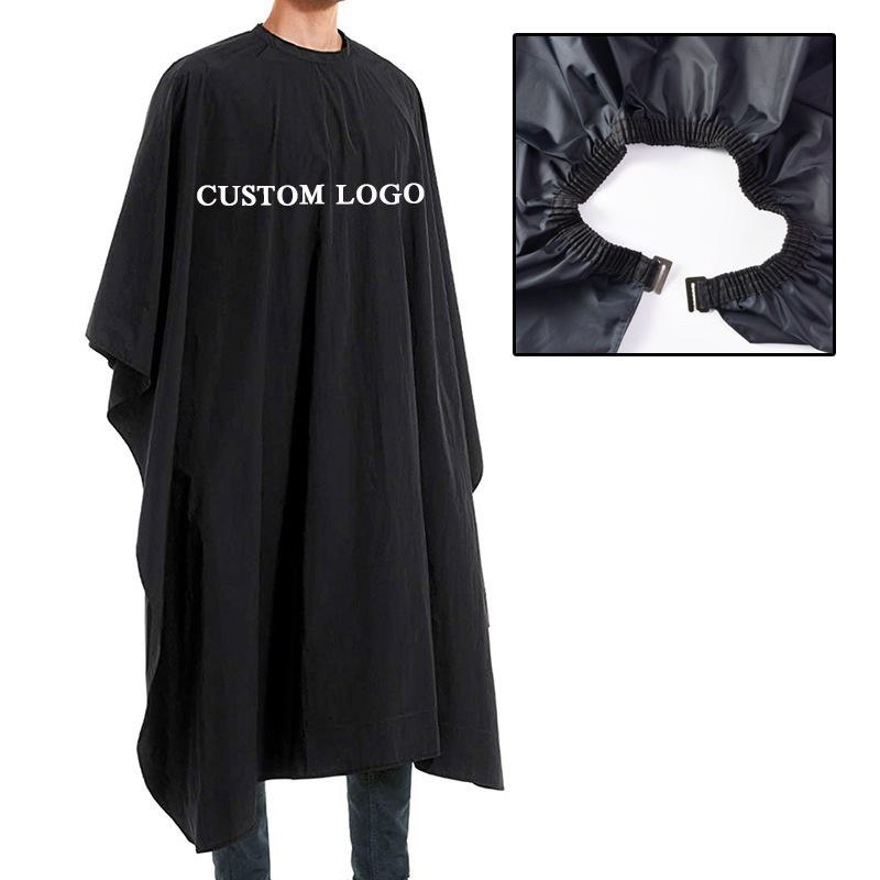 Custom Logo Black Salon Cape Polyester Barber Cape